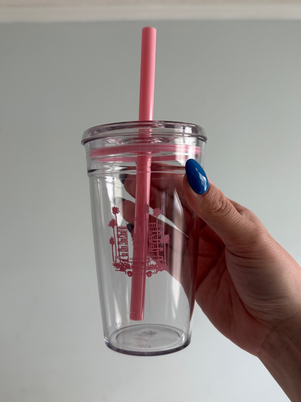Pink La La Land Cafe (Beverly Hill Hotel)  Straw Clear Tumbler (never used)